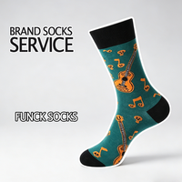 Chaussettes en coton côtelé avec logo personnalisé, motif guitare amusant, jacquard