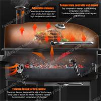 Barbecue au charbon de bois moderne pour l'extérieur, robuste, en acier, réglable en hauteur, avec thermomètre et cheminée