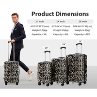 Ensembles de bagages classiques personnalisés imprimés personnalisés 3 pièces, légers, modernes, sacs de voyage en plein air, valise à roulettes avec couverture