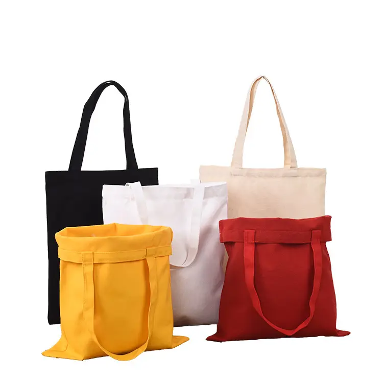 High quality different color canvas bag custom print promotional 100% cotton canvas tote bag wholesale shopping bag