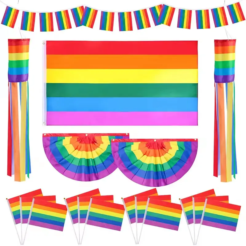 Vente chaude grand événement décorer Polyester matériel paix Gay Europa drapeau arc-en-ciel avec emballage individuel