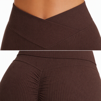 Conjunto Deportivo Premium Personalizado para Mujer, 3 Piezas, Diseño Acanalado, Leggings con Cintura Cruzada y Chaqueta Deportiva con Cierre para Gimnasio y Running