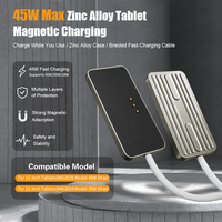 Pengisi Daya Tablet Kontak Magnetik 45W dengan Casing Paduan Logam dan Kabel Pengisian Cepat Berlapis Kain, Pengisian Aman dan Stabil untuk Tablet