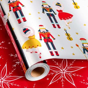 Rollo de Papel de Regalo Navideño MAYPLUSS de 17 Pulgadas x 33 Pies con Diseño de Cascanueces, Papel de Regalo Reciclable - Product Image 1