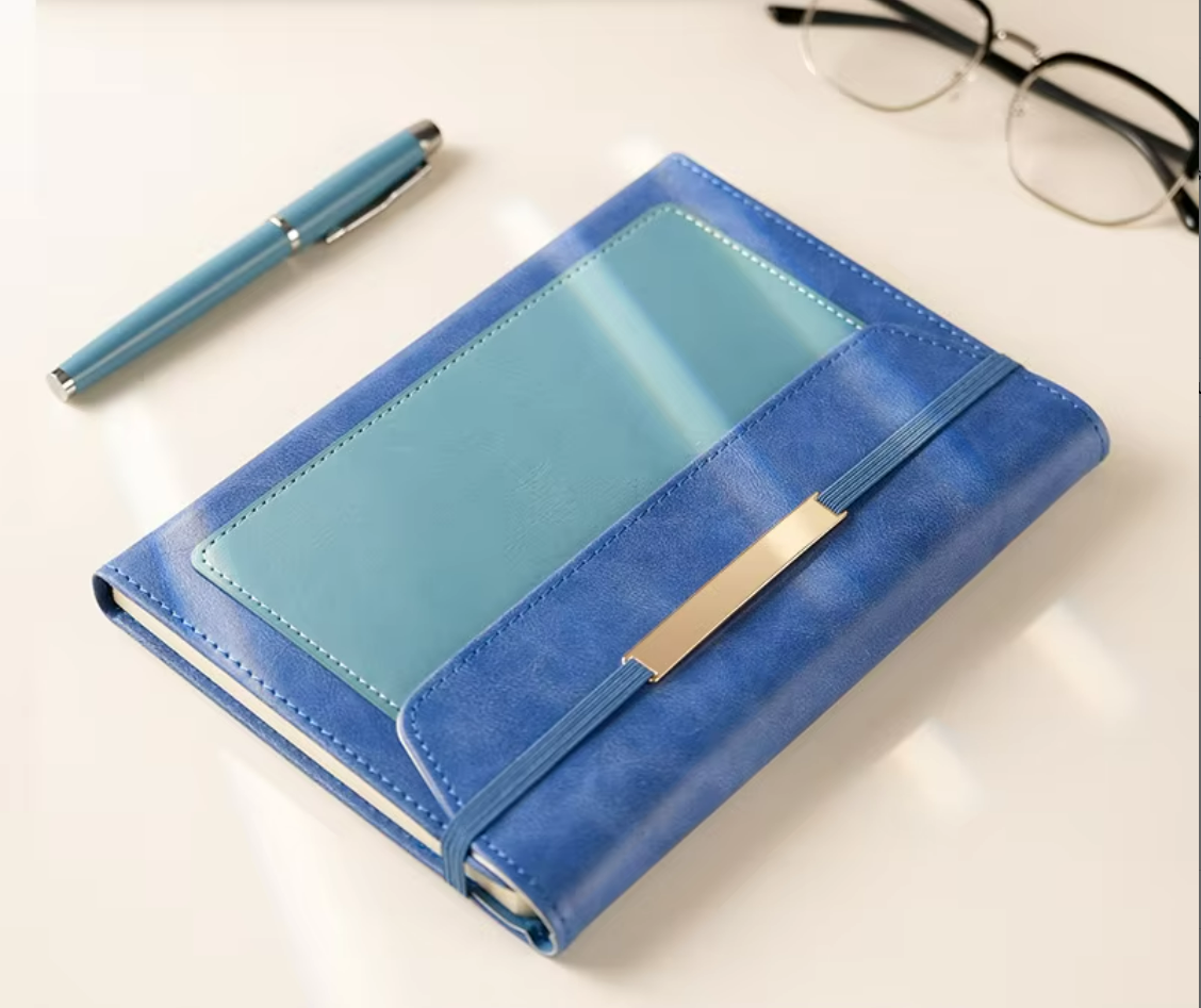 Business blue-metal strap triple fold