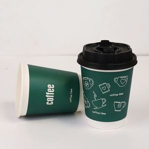 Gobelets à café en papier kraft à double paroi de 90 mm, écologiques et jetables, compatibles micro-ondes, pour boissons chaudes, thé, jus, aliments, bière – Vente en gros - Product Image 4