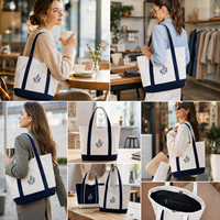 Grand sac fourre-tout en toile de coton personnalisé avec broderie, durable, pour femme, idéal pour le shopping et les voyages