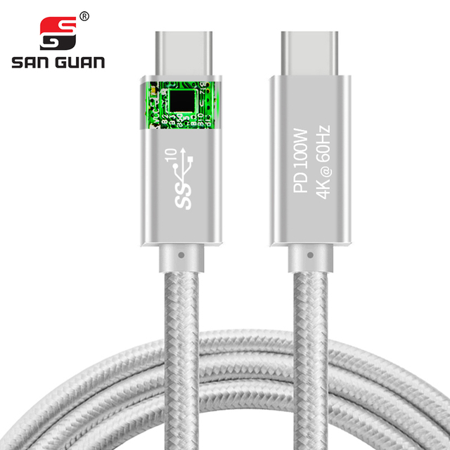 Usb Type c Cable PD100w Usb3.1 Gen2 Fast Charging Cable Usb c Cable with E-Marker Chip Support PD 4K Audio Video