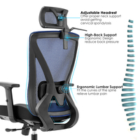 Appuie-tête 2D multifonctionnel avec cintre en tissu Chaises de bureau ergonomiques en maille inclinable avec appui-tête