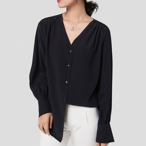 Weiches Elegantes Seiden-Crêpe-de-Chine-Hemd Mattes Seidenhemd für Damen - Product Image 4