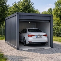 Garage modulaire préfabriqué avec porte à enroulement, abri de stockage de voiture en acier portable, conteneur de stationnement extérieur