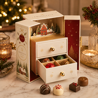 Boîte cadeau rigide de luxe personnalisée pour Noël avec tiroirs, emballage pop-up pour chocolats, bonbons, cadeaux de fêtes