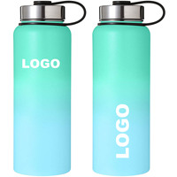 Bouteille d'eau de sport isolée sous vide écologique en acier inoxydable de 40oz avec performance thermique de 12 à 24 heures avec couvercle
