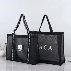 Custom Logo Large Capacity Nylon Mesh Shopping <b>Bag</b> Fashion Black Net Fruit Vegetable Carrying <b>Tote</b> Letter Shoulder Shopping <b>Bag</b> - Product Image 6