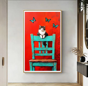 Tableau mural « Chaton sur le tabouret » – Impression haute définition sur toile avec cadre intégré pour la décoration intérieure - Product Image 2
