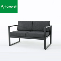 Ensemble de meubles de jardin en aluminium de luxe avec table basse, 4 places, design moderne, résistant aux intempéries
