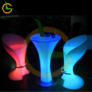 Set illuminato illuminazione impermeabile tavolo alto e sedia sgabelli da Bar a Led Modern LED Outdoor Nightclub Party mobili da Bar in plastica - Product Image 4