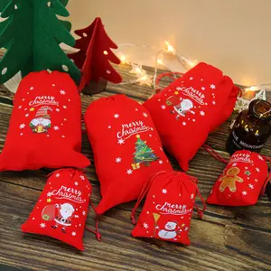 Tessuto di velluto con coulisse sacchetti regalo di natale natale spazzolato caramelle borse regalo di natale sacchetti