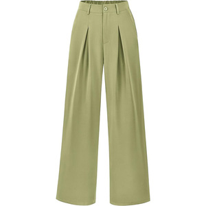 <span class=keywords><strong>Pantalon</strong></span> de costume formel décontracté ample de style d'affaires pour femmes taille haute devant plat-nouveau pour le printemps - Product Image 3