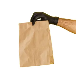 에코 친화적 인 #4 작은 다크 브라운 재활용 포장 음식 테이크 아웃 핸들 종이 봉투