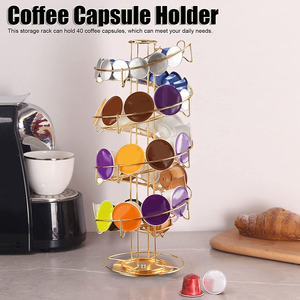 Support de stockage de dosettes de <span class=keywords><strong>café</strong></span> en fil de fer doré rotatif <span class=keywords><strong>à</strong></span> 360 degrés, pour Dolce Gusto <span class=keywords><strong>Nespresso</strong></span> K cup, 360 degrés - Product Image 4