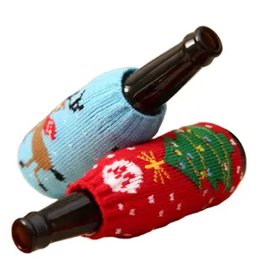 Bolsa tejida de grado superior para el hogar, conjunto de Navidad, cubierta de otro patrón, botella de cerveza, decoración de Navidad