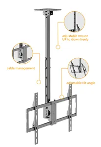 KLC-T1 Steel 600X400 32" 80" Tilt Up Down Rotate Tv Wall Mount Lcd Ceiling Bracket Wall-ceiling Led Stand Plasma Tv Holder