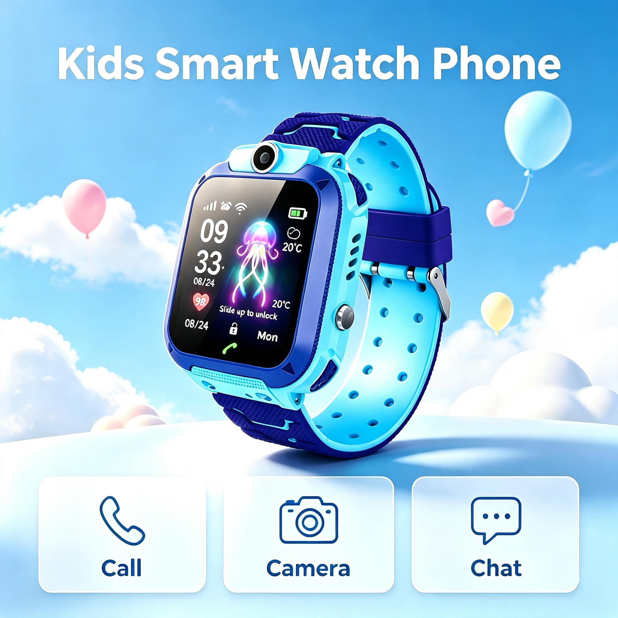 Q12 2G <strong>Android</strong> <strong>Smart</strong> <strong>Watch</strong> for Kids with SIM LBS Tracking SOS Camera Waterproof IP67 1.44inch Screen Boys & Girls