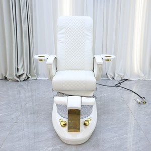 Fauteuil de pédicure électrique inclinable de luxe rose sans plomberie avec bain à remous en céramique et verre pour salon de manucure - Product Image 2