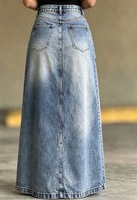 Nouvelle robe longue en jean délavé style européen et américain, patchwork respirant, haut de gamme, superposée, vente en gros pour femmes