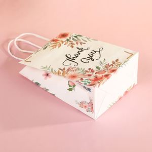 Custom Printed Your Own Logo White Brown Kraft Gift <b>Craft</b> Shopping Paper <b>Bag</b> With Handles - Product Image 6