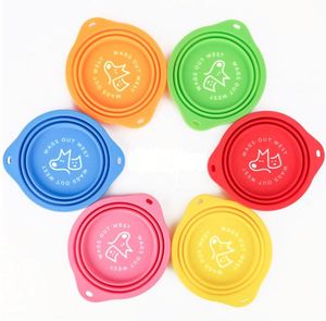 Factory Direct Fashion Waterproof Non-Slip Foldable Silicone Silk <b>Screen</b> Printed Pet Dog Feeding Bowl - Product Image 1