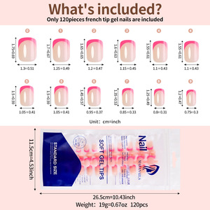 120 <span class=keywords><strong>faux</strong></span> ongles carrés courts français, couvrance totale, multicolores, à presser, couleur arc-en-ciel, extensions artificielles, capsules d'ongles - Product Image 3