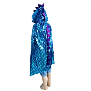 Amazon Hot Selling Dinosaur Cape Halloween Cosplay Hooded Cloak For Kids Wizard Party Cloak Animal Performance Costume