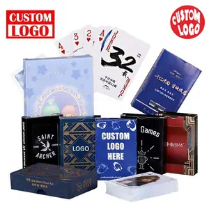 Kartu Poker iklan kustom dari pemasok Tiongkok kartu perdagangan olahraga sublimasi dengan kartu permainan kosong cetak Logo