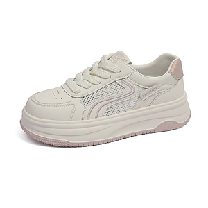 Zapatillas Deportivas Blancas de Cuero y Malla Transpirable para Mujer, Verano 2026, Suela Gruesa, Diseño Simple y Versátil, con Plataforma para Aumentar la Estatura - Product Image 4