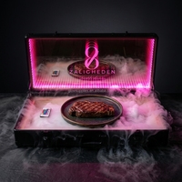 Grande mallette de présentation lumineuse LED pour bouteilles de champagne et spiritueux, idéale pour bars et boîtes de nuit, avec fonction de service de viande