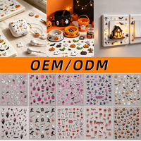 Autocollants 5D en relief pour ongles, motif toile d'araignée et crâne d'Halloween, imperméables, non toxiques, auto-adhésifs, pour fêtes effrayantes