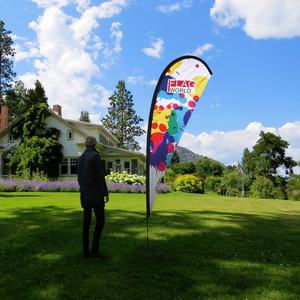 الجملة مخصصة في الهواء الطلق مزدوج الوجهين دمعة الإعلان راية للشاطئ لافتات مع موقف - Product Image 4