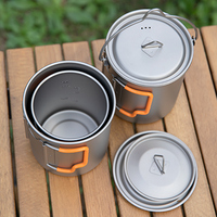 Mug isotherme à paroi simple pour l'extérieur, mug de camping en titane avec couvercle, tasse de randonnée 750 ml avec poignées en silicone anti-brûlure
