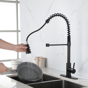 Robinet de cuisine DB en laiton massif, monocommande, noir mat, à poser sur comptoir, avec douchette extractible à ressort moderne, débit minimum de 3,0 gallons - Product Image 5