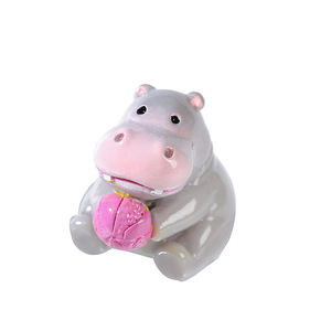 Figurines d'hippopotames miniatures en résine, décoratives, pour intérieur, bureau, accessoires de voiture, style A à F, finition brillante - Product Image 5