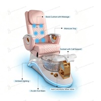 Fauteuil de pédicure électrique rose de luxe pour salon de beauté, avec fonction massage et spa pour les pieds, mobilier de salon