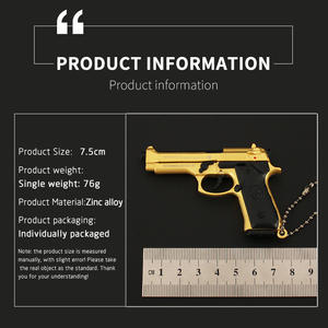 Portachiavi <span class=keywords><strong>a</strong></span> Forma di Pistola <span class=keywords><strong>Beretta</strong></span> M92 M92F Dorata, Modello Realistico in Metallo, Miniatura con Proiettili - Product Image 2