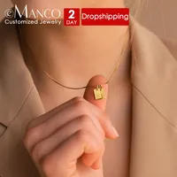 EMANCO Pendentif Breloque Alphabet Personnalisé en Acier Inoxydable Plaqué Or 14K avec Lettre Initiale Gravée et Chaîne à Maillons – Accessoire