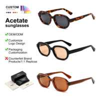 Lunettes de soleil polarisées ovales octogonales en acétate épais OEM, protection UV400, style rétro vintage audacieux, unisexe, vente en gros