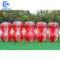 Combinaison balle de gonflage demi-rouge bleu bon marché boule de hamster humain géant pare-chocs gonflable boule à bulles combinaison en latex
