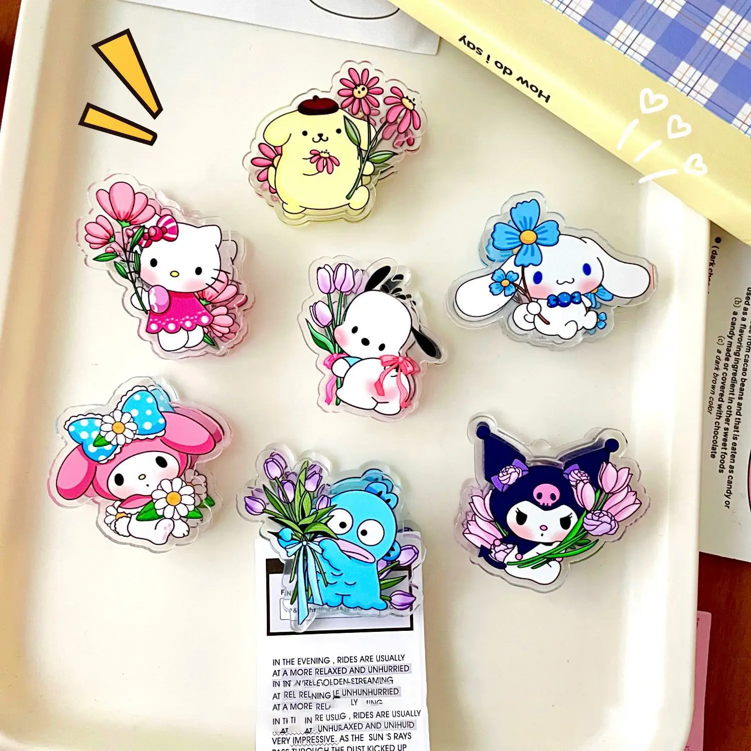 Promoción Clip de plástico Suministros de oficina Dibujos animados Linda melodía Kuromi Kitty con Clips de sellado de flores Cinnamoroll Note Clips de papel