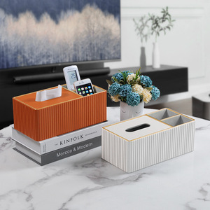 Tissue Box Organizer Multi Functional Desktop Storage With Remote <b>Control</b> <b>Holder</b> For Living Room Coffee Table - Product Image 2