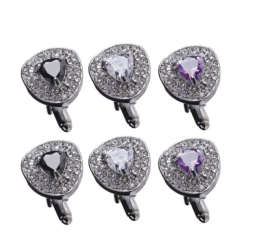 Luxury High-grade jewelry Men's White Purple Enamel Crystal Cufflinks Round Wedding Party Cufflink French shirt Cuff Buttons